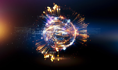 Abstract background. 3d atom model. Elegant glowing circle. Light ring.
Sparking particle. Space tunnel. Colorful ellipse. Glint sphere. Magic portal. Energy ball. 