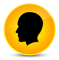 Head male face icon elegant yellow round button