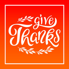 Give thanks Card template. Thanksgiving greeting. Vector, eps 10.