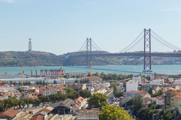 view on travel city Lisbon from top place