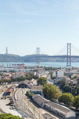 view on travel city Lisbon from top place