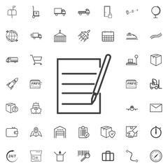 Notepad line icon logistics transportation parcel shipping delivery icons set Flat isolated on the white background. Vector illustration.Trendy style for graphic design logo