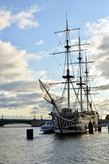 Sailing ship on Neva River.