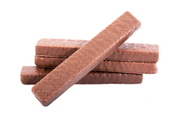 chocolate waffles isolated on white background.