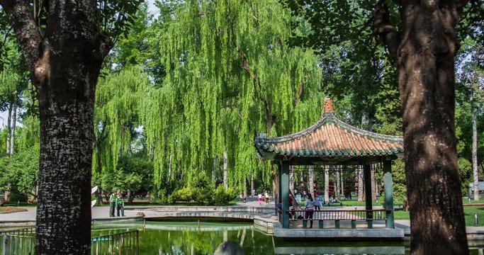 Chinese Pavillion in Ritan Park, Beijing, China (Timelapse) May 8th 2017 between 14:00 and 15:00