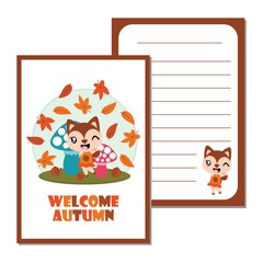 Cute squirrel girl is happy in autumn season vector cartoon illustration for kid paper card design, planner paper and stationery paper