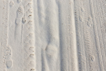 winter road, close-up