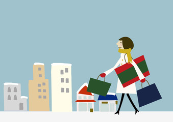 セール　冬季　イメージ　女性