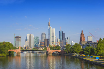 Frankfurt city skyline at business district, Frankfurt, Germany