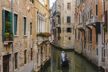 Fototapeta na wymiar Venice Gondola boat in Canal, Venice (Venezia), Italy