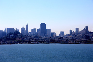 panorama of San Francisco and Bay Bridge taken from Treasure Island