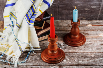 Shabbat eve table with covered candles