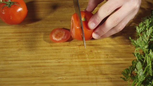 Closeup view of sliced tomatoes