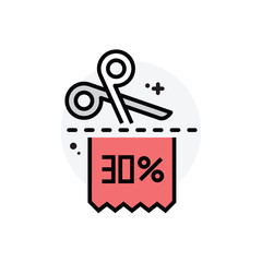 Shopping coupon concept Isolated Line Vector Illustration editable Icon