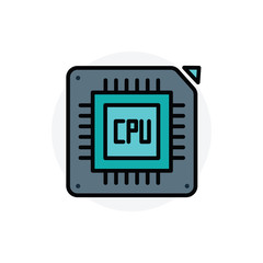 Computer component CPU concept Isolated Line Vector Illustration editable Icon