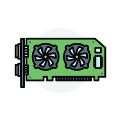 Computer component  graphic card concept Isolated Line Vector Illustration editable Icon