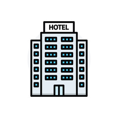 Hotel building concept Isolated Line Vector Illustration editable Icon