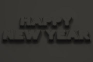 Black Happy New Year words bas-relief