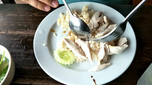 Boiled Chicken over Rice, Thai Kao Mun Kai or Hainanese menu