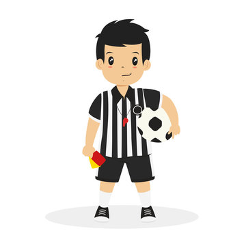 Football referee holding red card silhouette Vector Image
