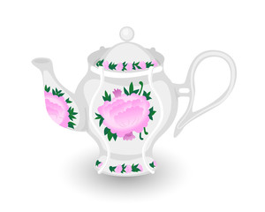 White ceramic cup isolated on white background.