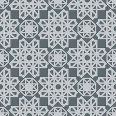 Geometric seamless pattern. Modern floral ornament. Gray and white color. Vector illustration. For the interior design, wallpaper, decoration print, fill pages