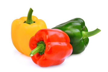 Obraz na płótnie Canvas yellow,red,green, sweet bell pepper or capsicum isolated on white background