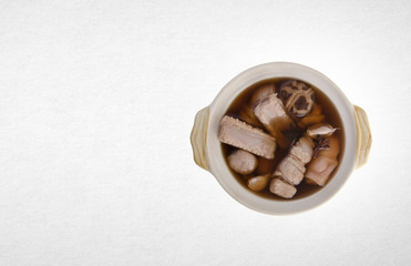 Fototapeta na wymiar ba kut teh or malaysian stew of pork and herbal soup.