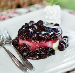 piece of blueberry cheesecake on plate