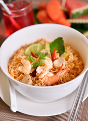 Tom Yum Kung with noodles, Thai food