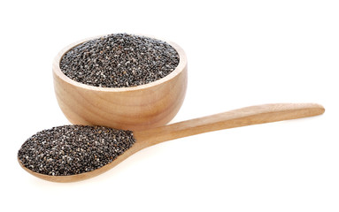 Chia seeds isolated on white background.