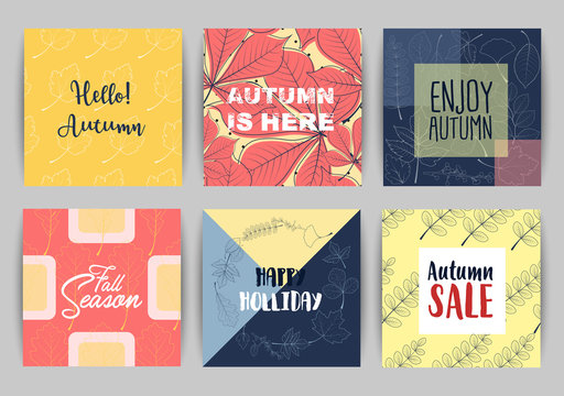 Set of autumn sale banners template with lettering