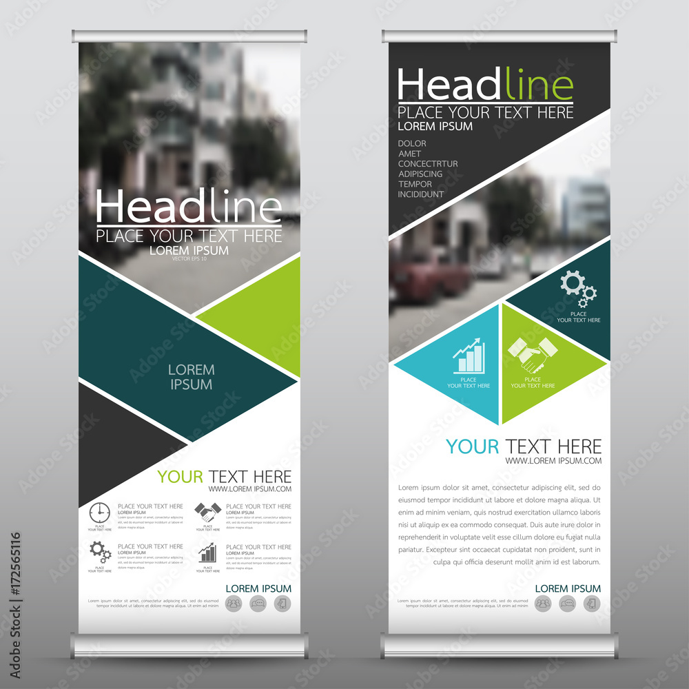 Wall mural roll up business banner design vertical template vector, cover presentation abstract geometric backg