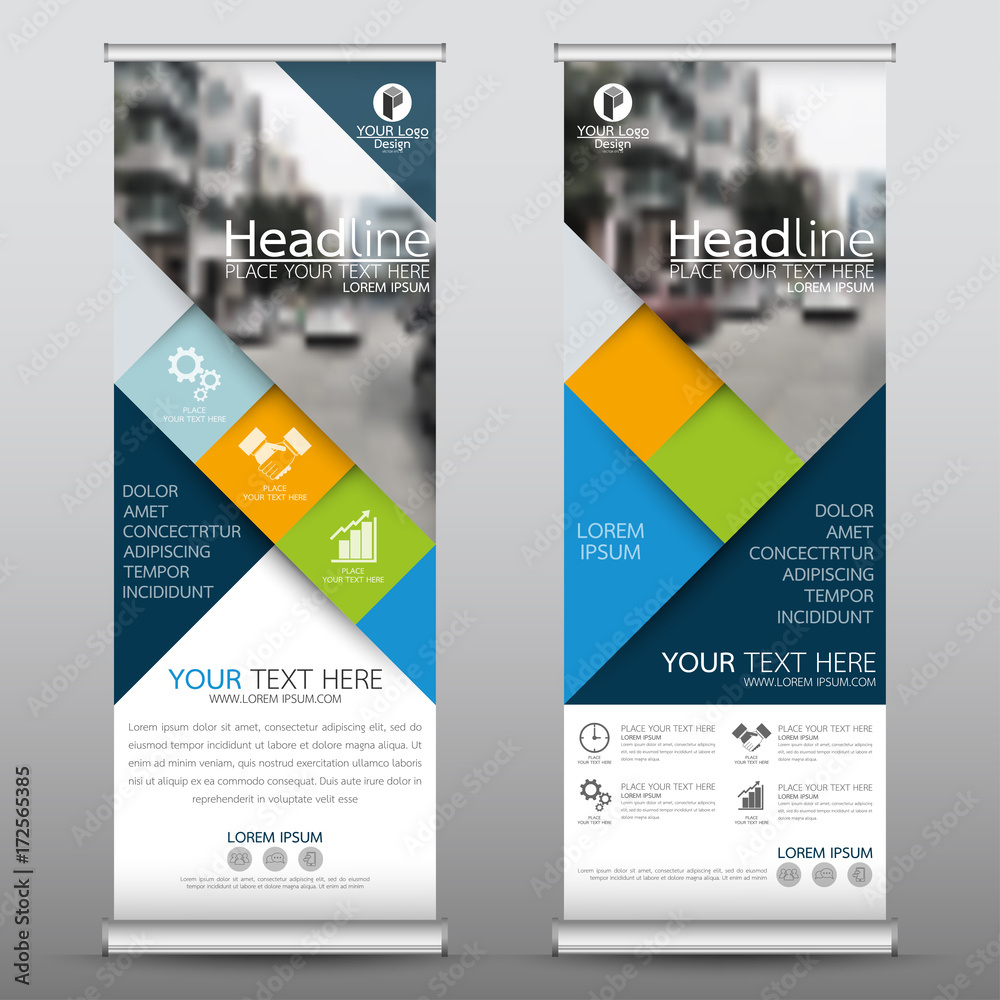 Canvas Prints roll up business banner design vertical template vector, cover presentation abstract geometric backg