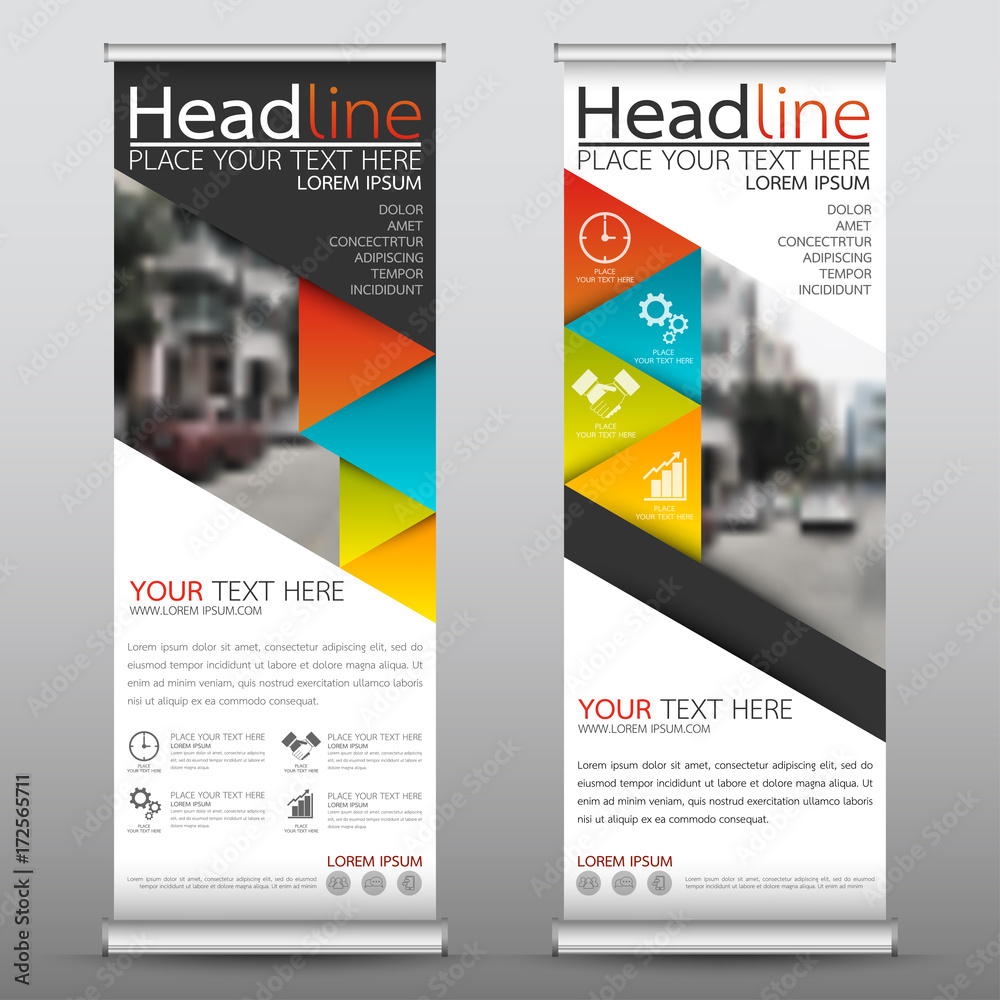 Wall mural roll up business banner design vertical template vector, cover presentation abstract geometric backg