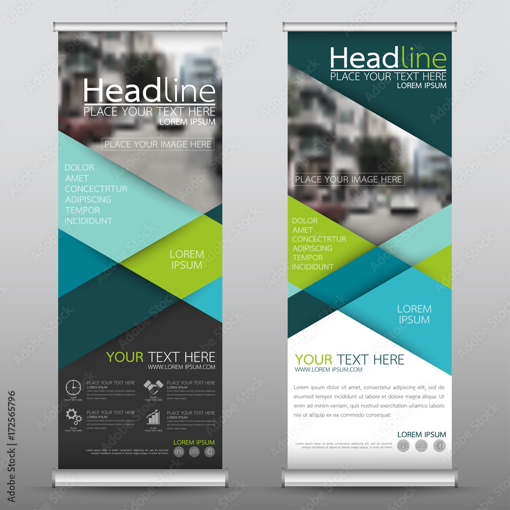 Wall mural roll up business banner design vertical template vector, cover presentation abstract geometric backg