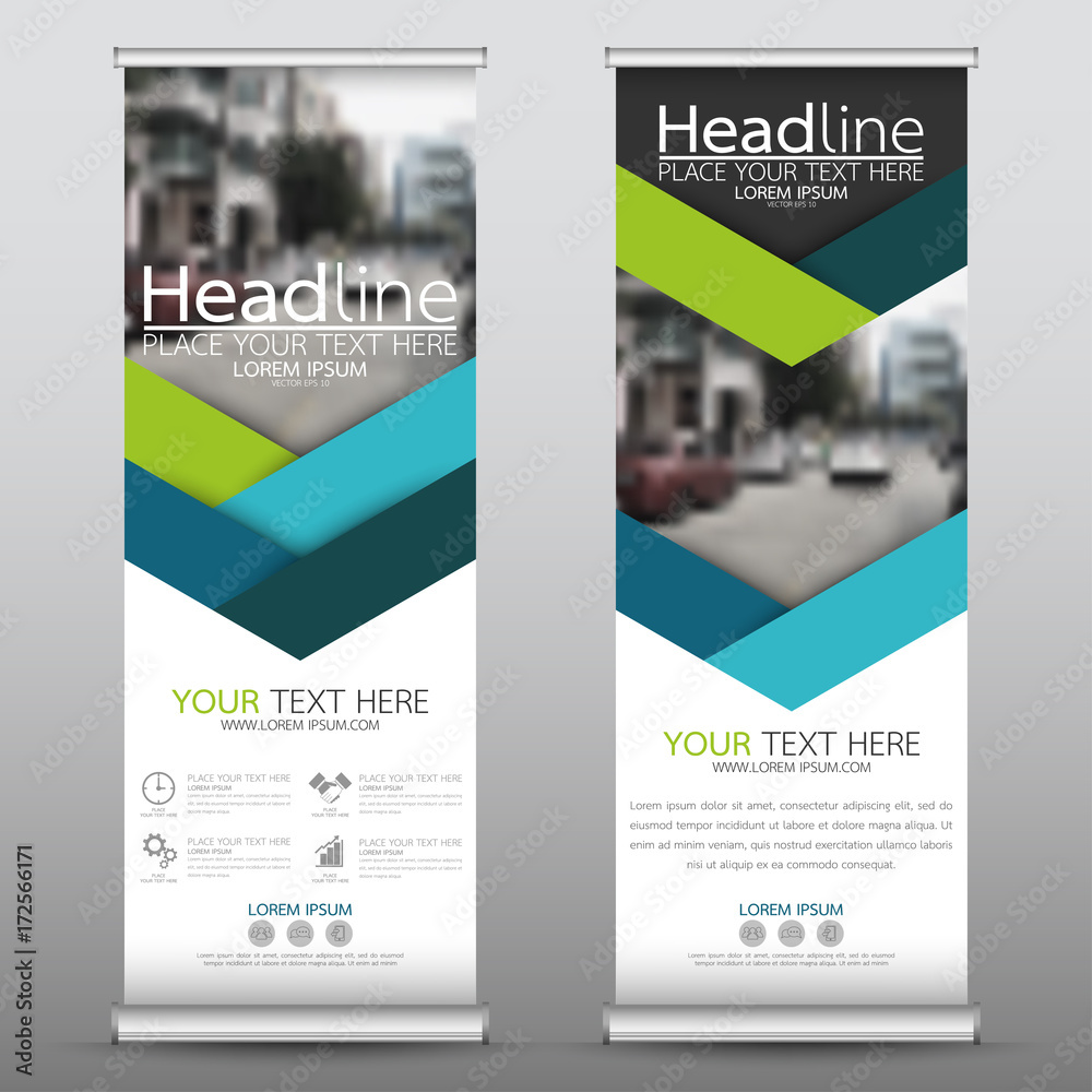 Wall mural roll up business banner design vertical template vector, cover presentation abstract geometric backg