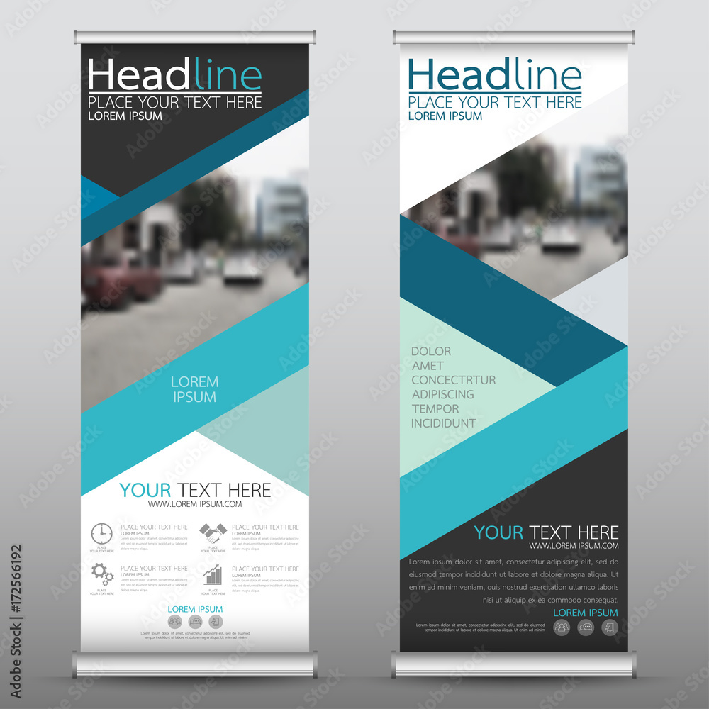 Wall mural roll up business banner design vertical template vector, cover presentation abstract geometric backg