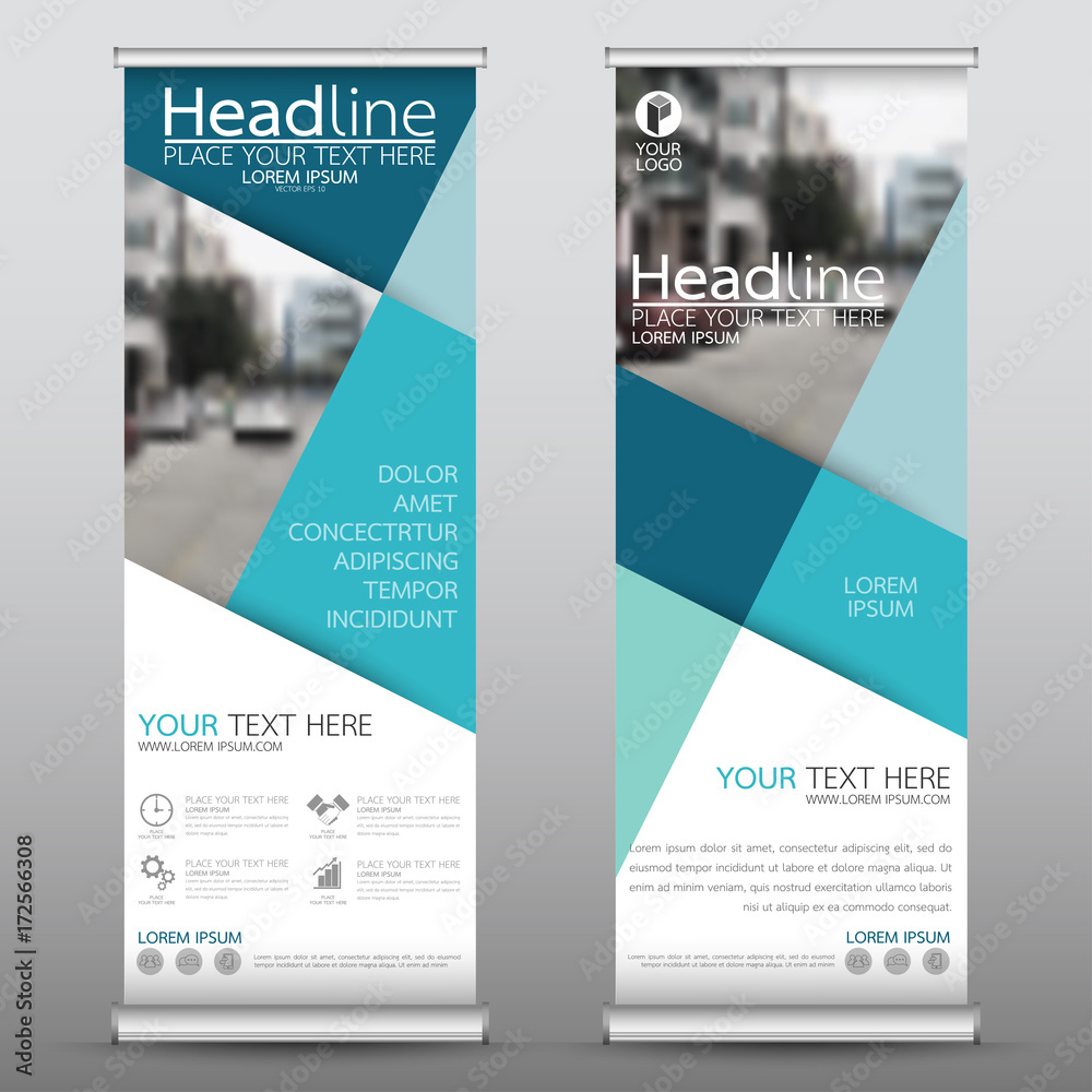 Wall mural roll up business banner design vertical template vector, cover presentation abstract geometric backg