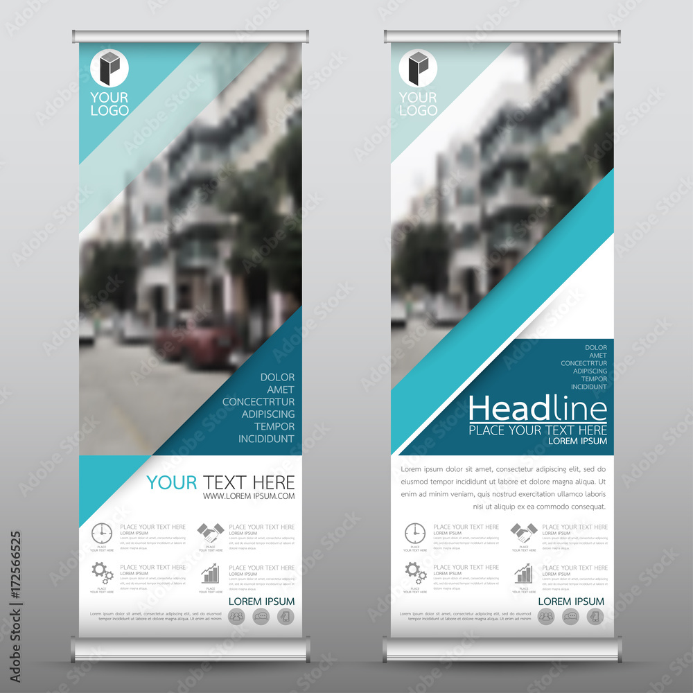 Wall mural roll up business banner design vertical template vector, cover presentation abstract geometric backg