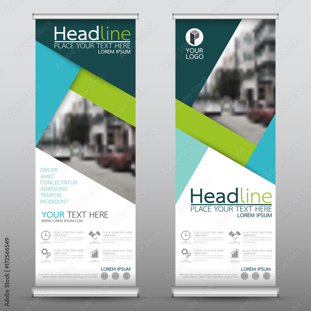 Wall mural roll up business banner design vertical template vector, cover presentation abstract geometric backg