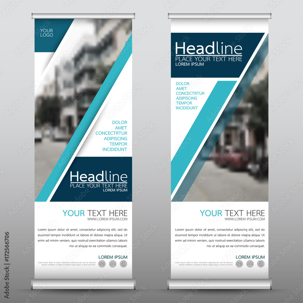 Wall mural roll up business banner design vertical template vector, cover presentation abstract geometric backg