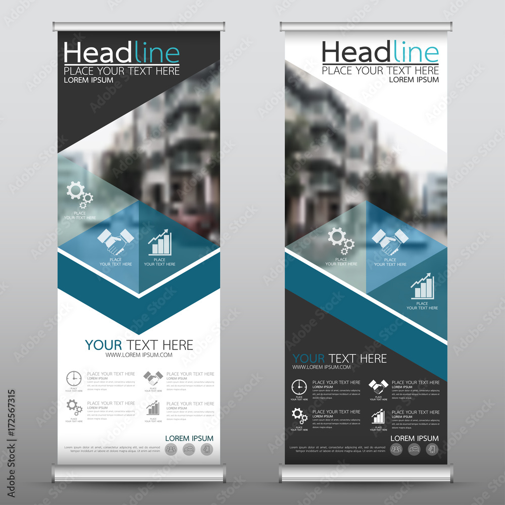 Wall mural roll up business banner design vertical template vector, cover presentation abstract geometric backg