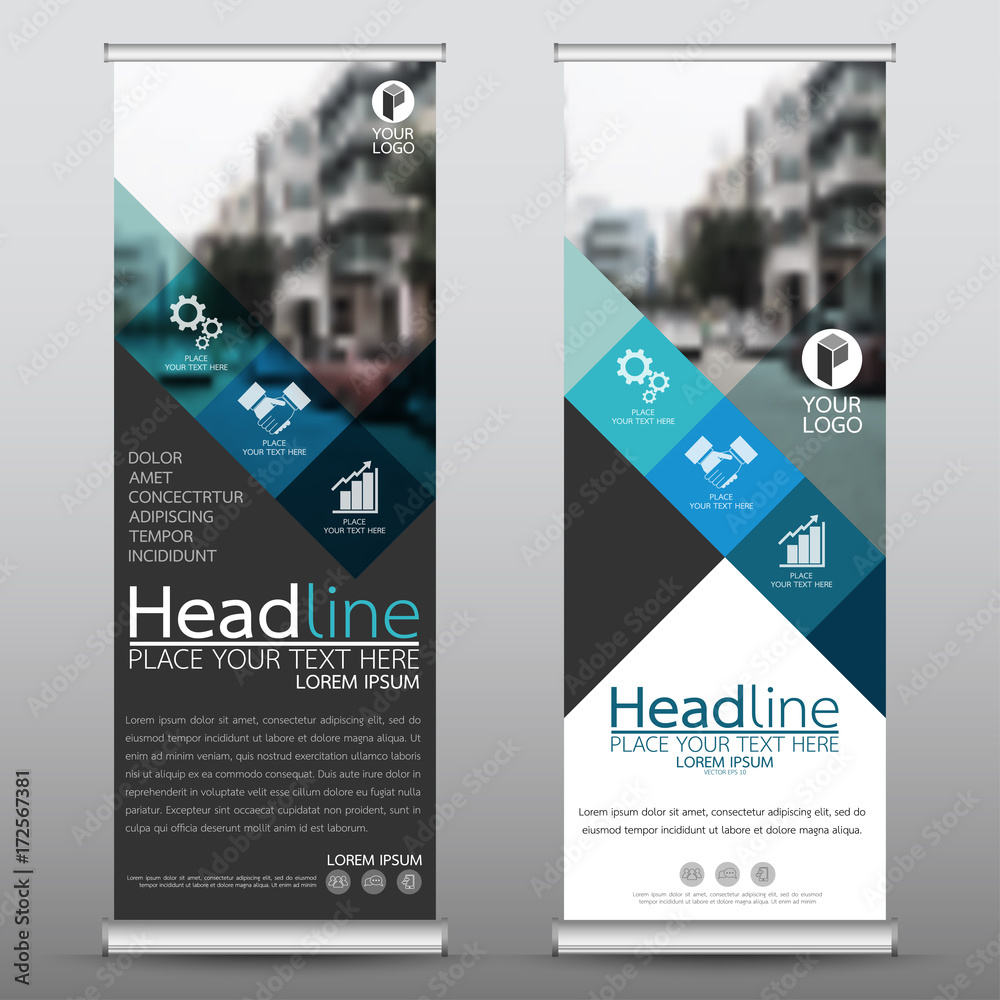 Canvas Prints roll up business banner design vertical template vector, cover presentation abstract geometric backg