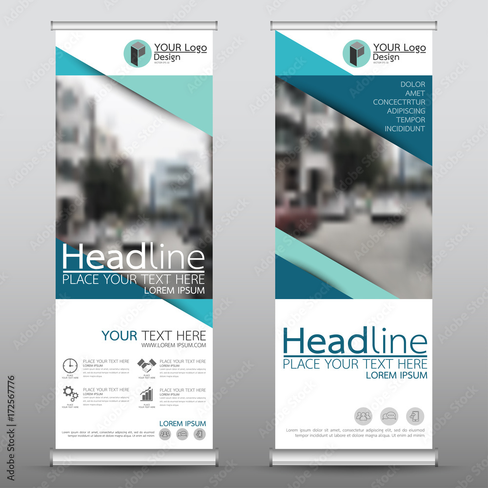 Wall mural roll up business banner design vertical template vector, cover presentation abstract geometric backg