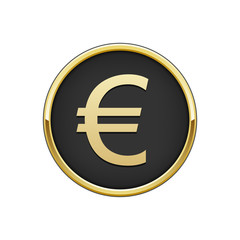 Gold black round badge with euro sign