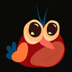 Cool red bird with big eyes	