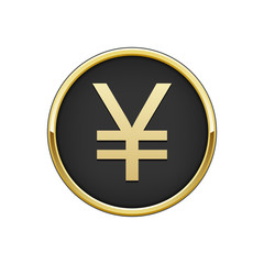 Obraz premium Gold black round badge with Japanese yen sign