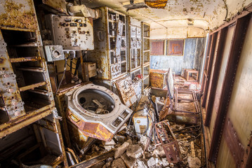 Naklejka premium Matua Island, abandonded old military base, Russia