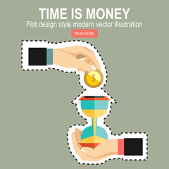 Flat design vector business illustration concept Investment.Time is money.